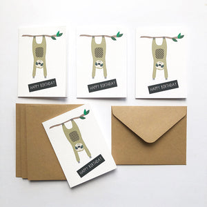 Set of 4 - Mini - Sloth Mini Gift Cards by mumandmehandmadedesigns- An Australian Online Stationery and Card Shop