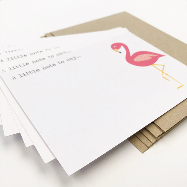 Set of 5 - Flamingo Notecards by mumandmehandmadedesigns- An Australian Online Stationery and Card Shop
