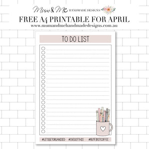 FREE PRINTABLE FOR APRIL - TO DO LIST (DUSTY PINK)