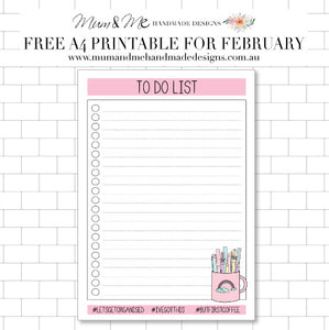 FREE PRINTABLE FOR FEBRUARY: TO DO LIST (PINK)