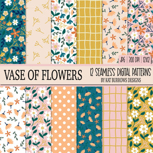 Seamless Pattern: Vase of Flowers