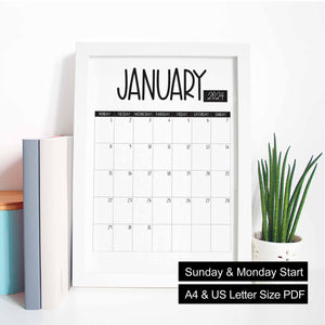 PDF Digital File: 2024 Monthly Calendar