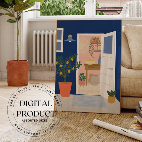 Digital Art Print: Welcome Home Blue