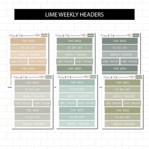 Stickers: Lime Weekly Headers 2