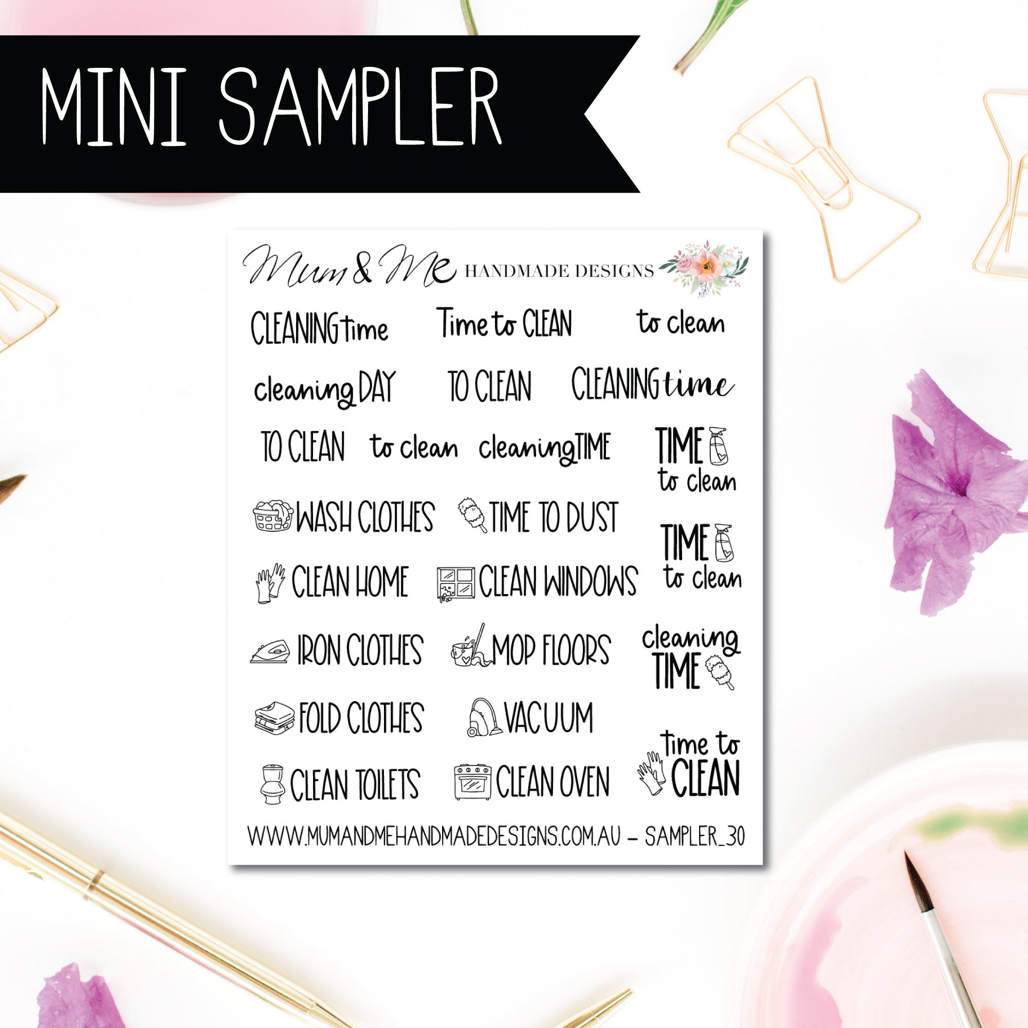 Mini Sampler: Cleaning Time Script Icons