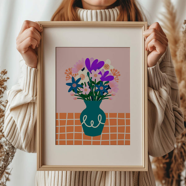 Art Print: Vase of Flowers Green