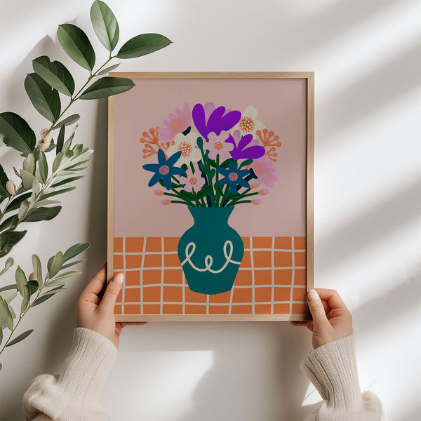 Digital Art Print: Vase of Flowers Green