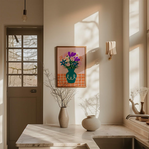 Digital Art Print: Vase of Flowers Green
