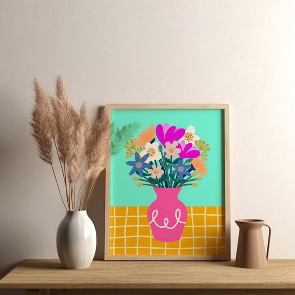 Art Print: Vase of Flowers Pink