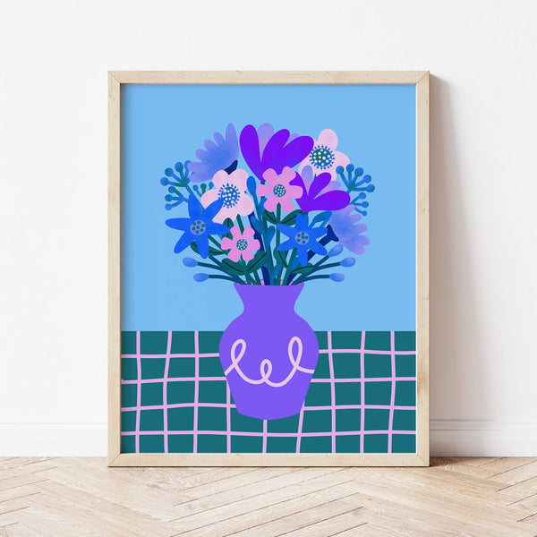 Digital Art Print: Vase of Flowers Purple