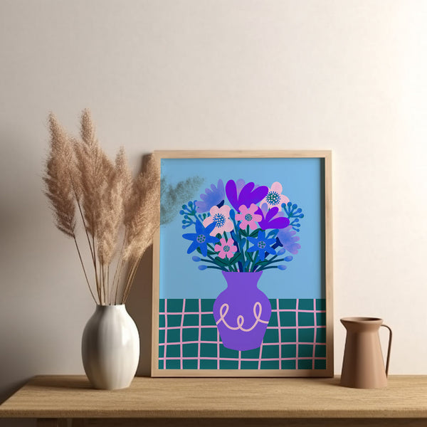 Art Print: Vase of Flowers Purple