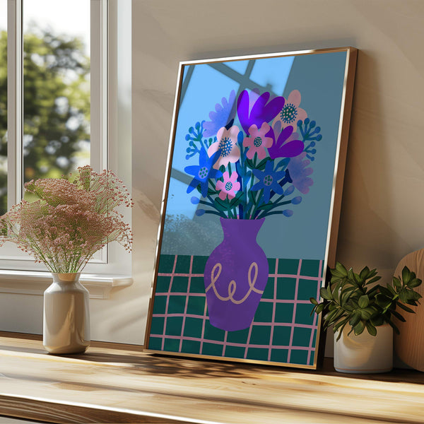 Art Print: Vase of Flowers Purple