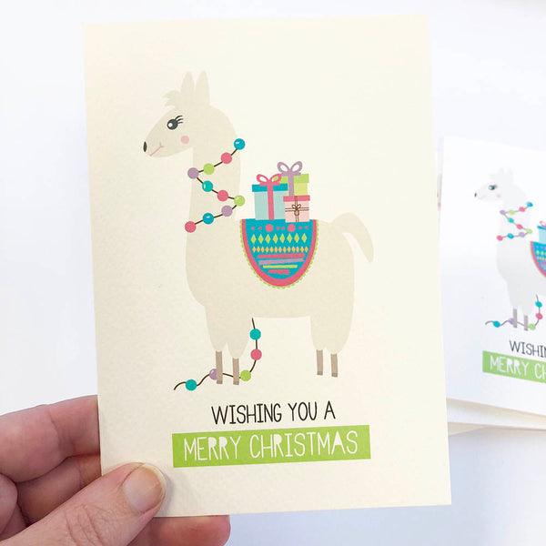 Set of 5 - Llama Christmas Greeting Cards by mumandmehandmadedesigns- An Australian Online Stationery and Card Shop
