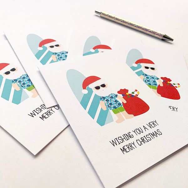 Set of 5 - Aussie Santa Greeting Cards by mumandmehandmadedesigns- An Australian Online Stationery and Card Shop