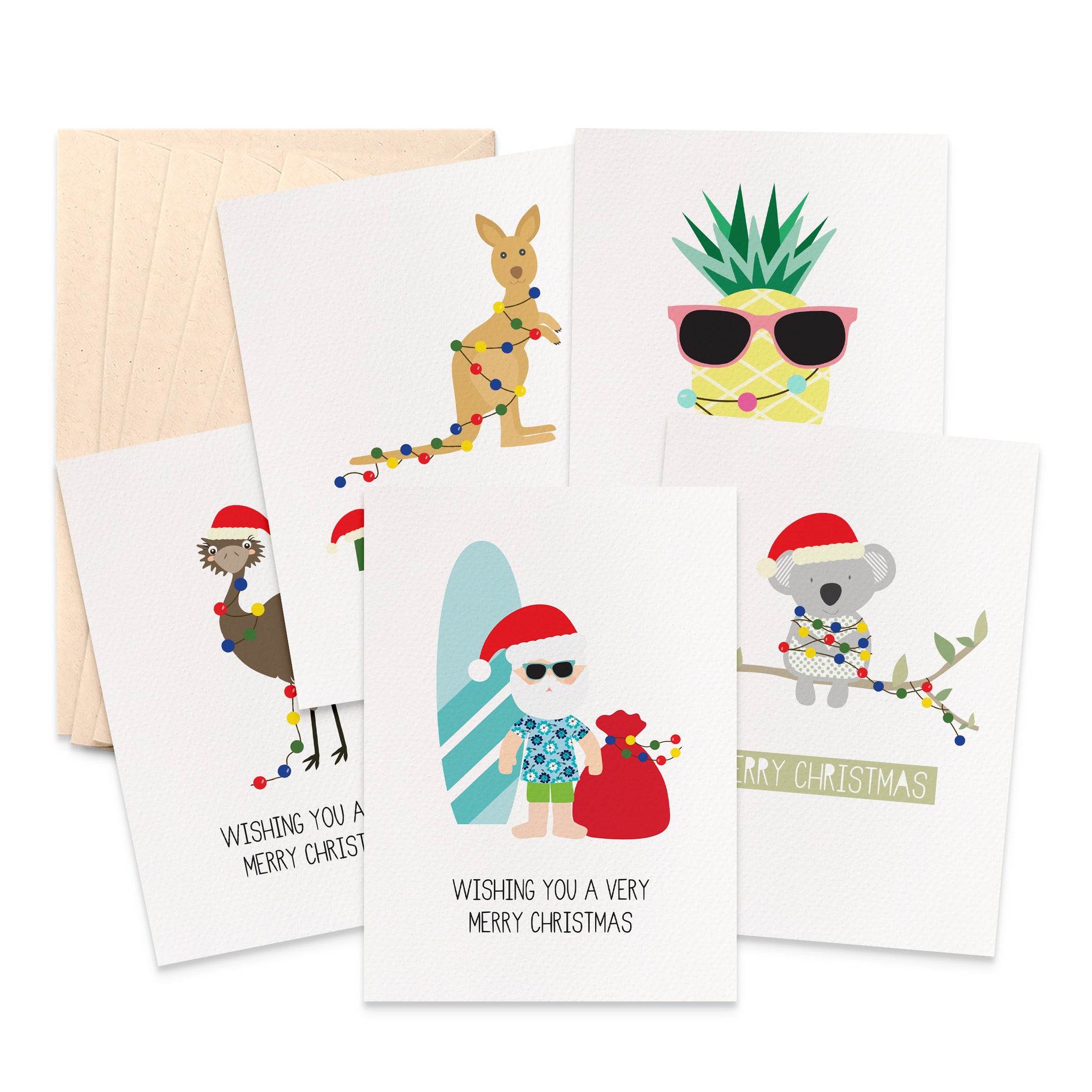 Set of 5 Australian Christmas Greeting Cards by mumandmehandmadedesigns- An Australian Online Stationery and Card Shop