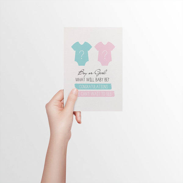 Baby Gender Reveal Greeting Card by mumandmehandmadedesigns- An Australian Online Stationery and Card Shop