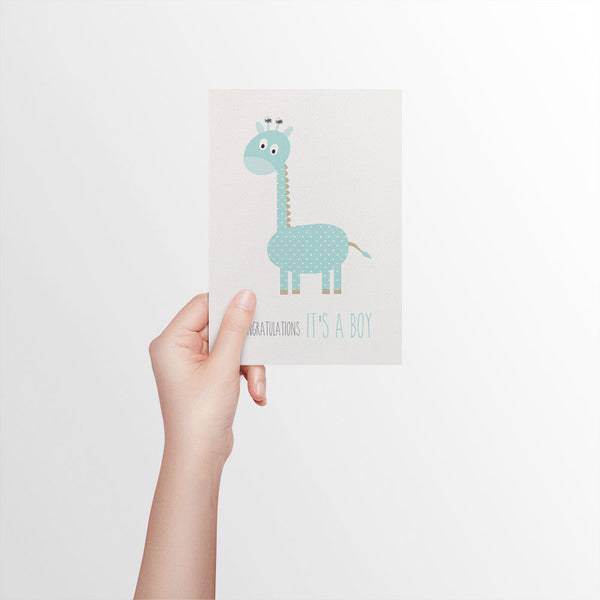 Blue Giraffe Greeting Card by mumandmehandmadedesigns- An Australian Online Stationery and Card Shop