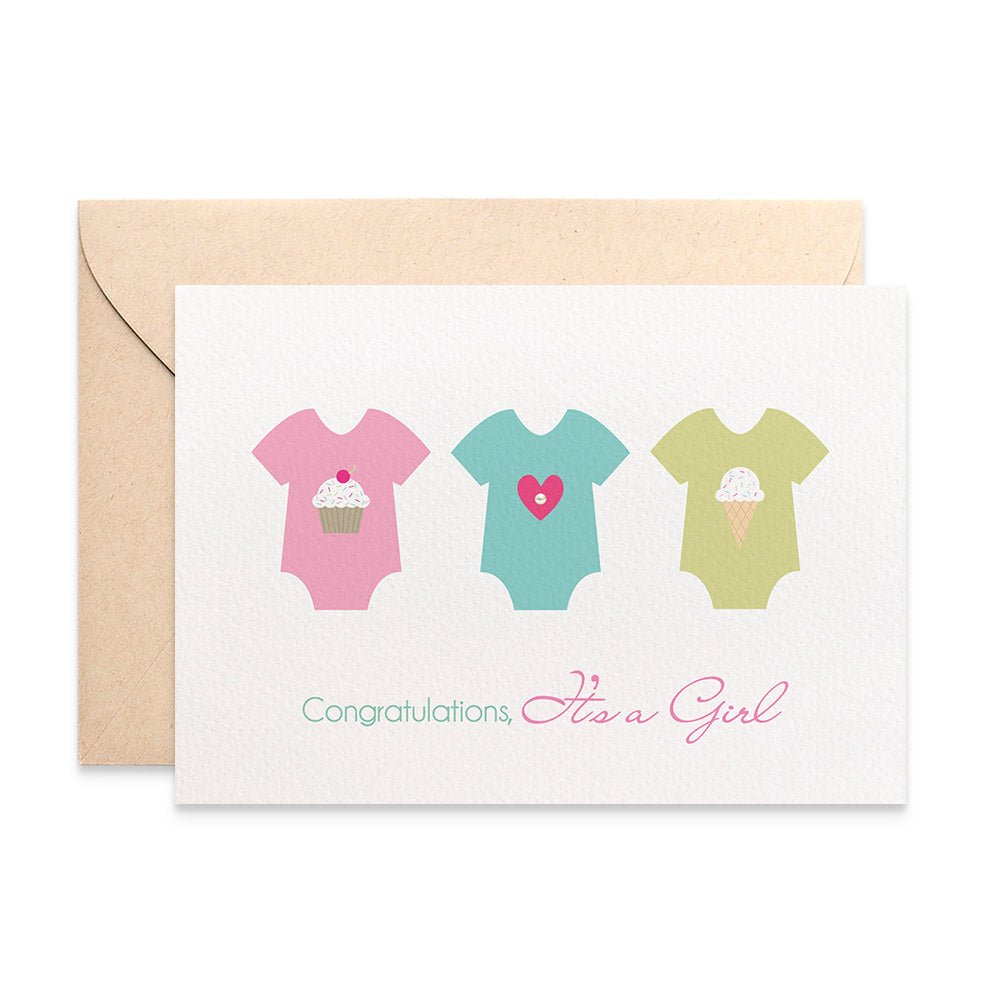 Baby Girl Rompers Greeting Card by mumandmehandmadedesigns- An Australian Online Stationery and Card Shop