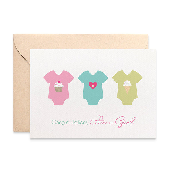 Baby Girl Rompers Greeting Card by mumandmehandmadedesigns- An Australian Online Stationery and Card Shop