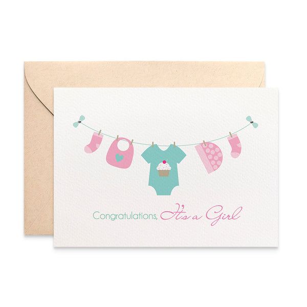 Baby Girl Items - Cupcake Greeting Card by mumandmehandmadedesigns- An Australian Online Stationery and Card Shop