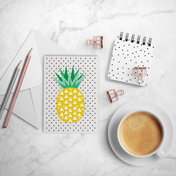 Geometric Pineapple - Spotty Greeting Card by mumandmehandmadedesigns- An Australian Online Stationery and Card Shop