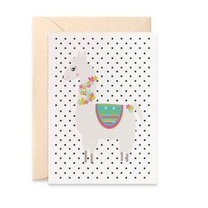 Llama Blank Card Greeting Card by mumandmehandmadedesigns- An Australian Online Stationery and Card Shop