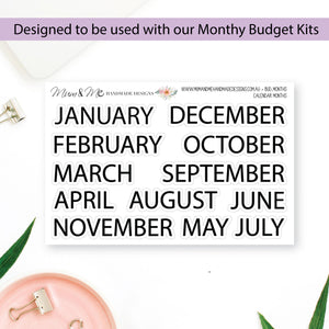Budget Stickers: Monthly Headers