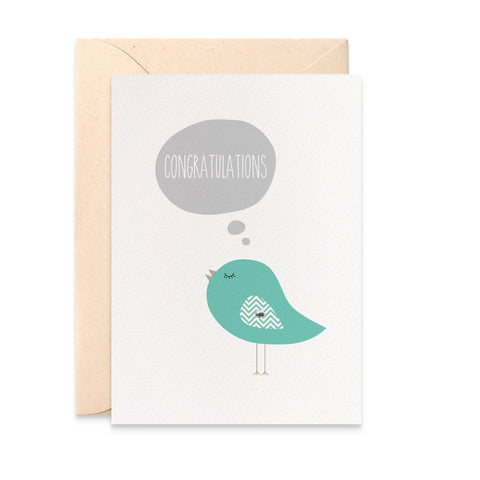Congrats Bird with Bubble Greeting Card by mumandmehandmadedesigns- An Australian Online Stationery and Card Shop