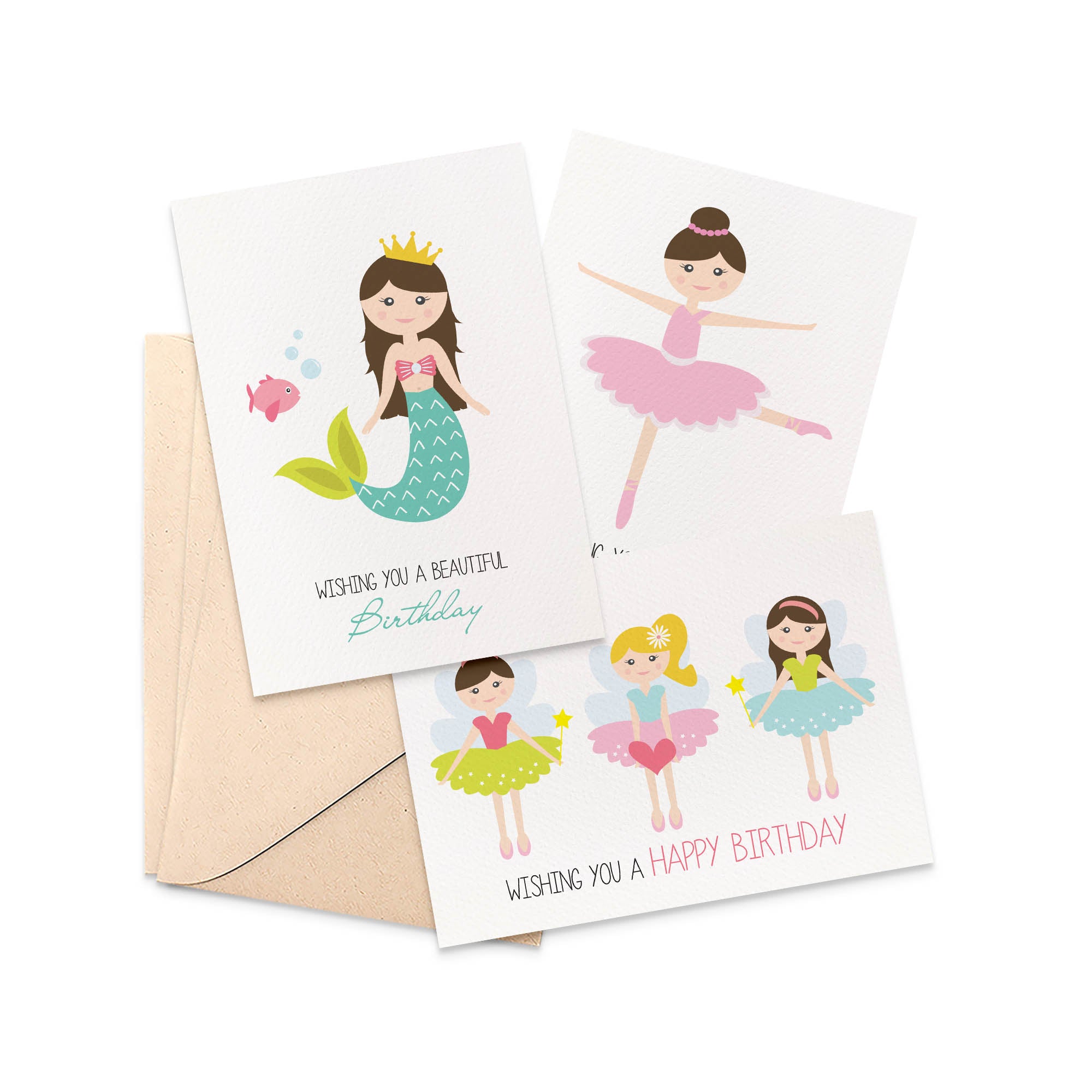 Set of 3 - Girl Greeting Cards by mumandmehandmadedesigns- An Australian Online Stationery and Card Shop