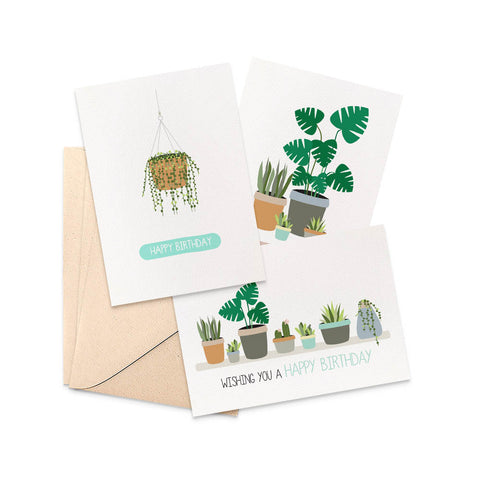 Set of 3 - Indoor Plants Greeting Cards by mumandmehandmadedesigns- An Australian Online Stationery and Card Shop
