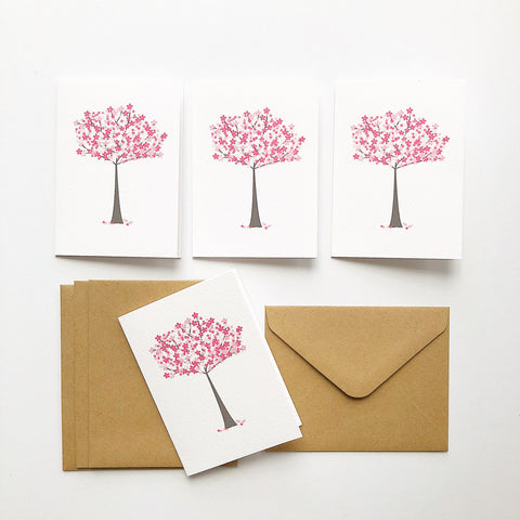 Set of 4 - Mini - Cherry Blossom Mini Gift Cards by mumandmehandmadedesigns- An Australian Online Stationery and Card Shop