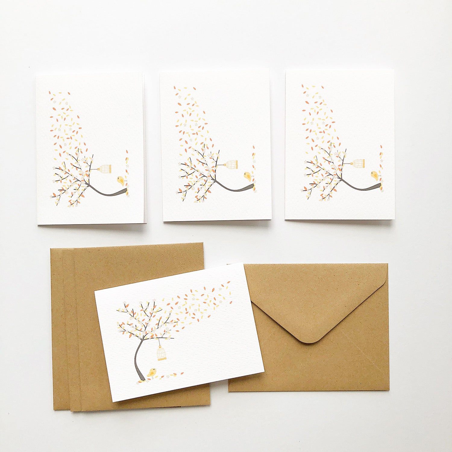 Set of 4 - Mini - Autumn Tree Mini Gift Cards by mumandmehandmadedesigns- An Australian Online Stationery and Card Shop