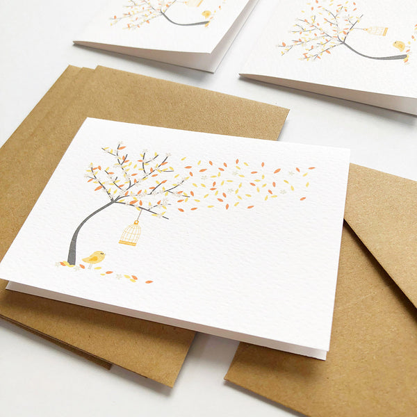 Set of 4 - Mini - Autumn Tree Mini Gift Cards by mumandmehandmadedesigns- An Australian Online Stationery and Card Shop