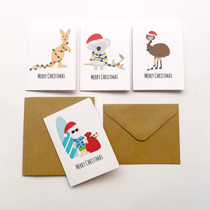 Set of 4 - Mini - Aussie Christmas Mini Gift Cards by mumandmehandmadedesigns- An Australian Online Stationery and Card Shop