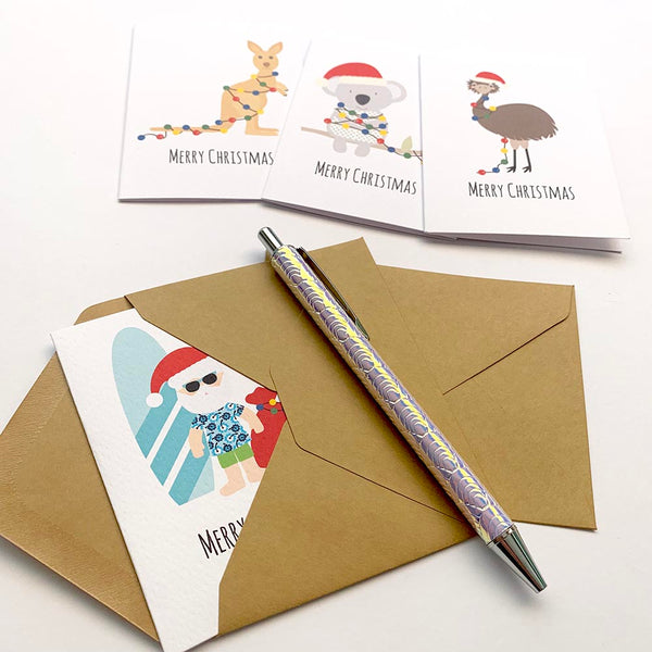 Set of 4 - Mini - Aussie Christmas Mini Gift Cards by mumandmehandmadedesigns- An Australian Online Stationery and Card Shop