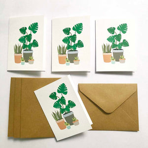 Set of 4 - Mini - Indoor Plants Mini Gift Cards by mumandmehandmadedesigns- An Australian Online Stationery and Card Shop