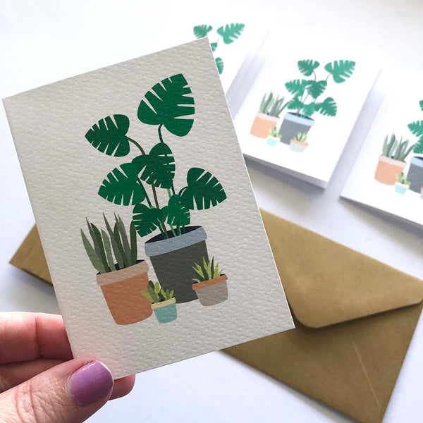 Set of 4 - Mini - Indoor Plants Mini Gift Cards by mumandmehandmadedesigns- An Australian Online Stationery and Card Shop