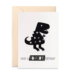 Monochrome Dinosaur Greeting Card by mumandmehandmadedesigns- An Australian Online Stationery and Card Shop