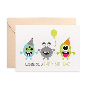 Party Monsters Greeting Card by mumandmehandmadedesigns- An Australian Online Stationery and Card Shop