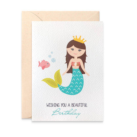 Mermaid with Fish Greeting Card by mumandmehandmadedesigns- An Australian Online Stationery and Card Shop