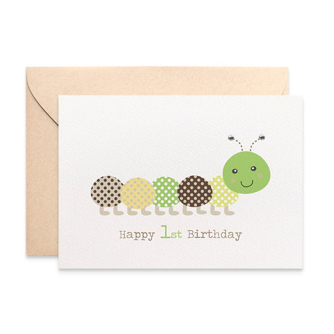 Green and Brown Caterpillar Greeting Card by mumandmehandmadedesigns- An Australian Online Stationery and Card Shop