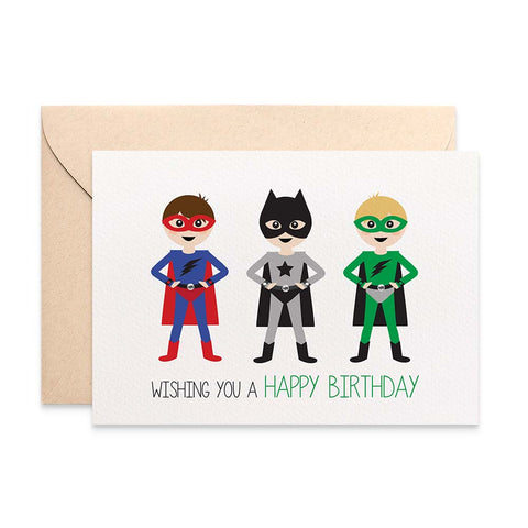 Superheroes Greeting Card by mumandmehandmadedesigns- An Australian Online Stationery and Card Shop