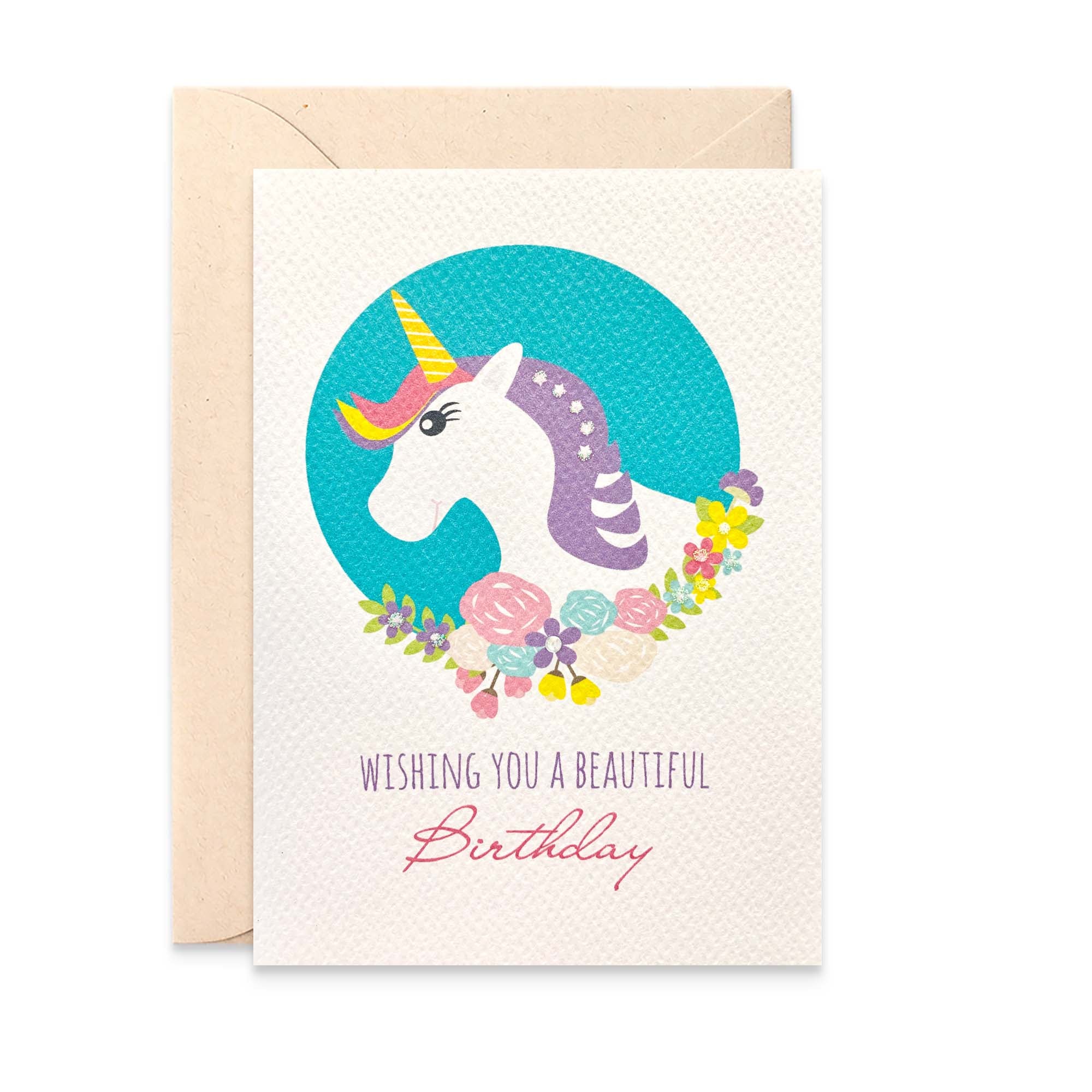 Unicorn with Flowers Greeting Card by mumandmehandmadedesigns- An Australian Online Stationery and Card Shop