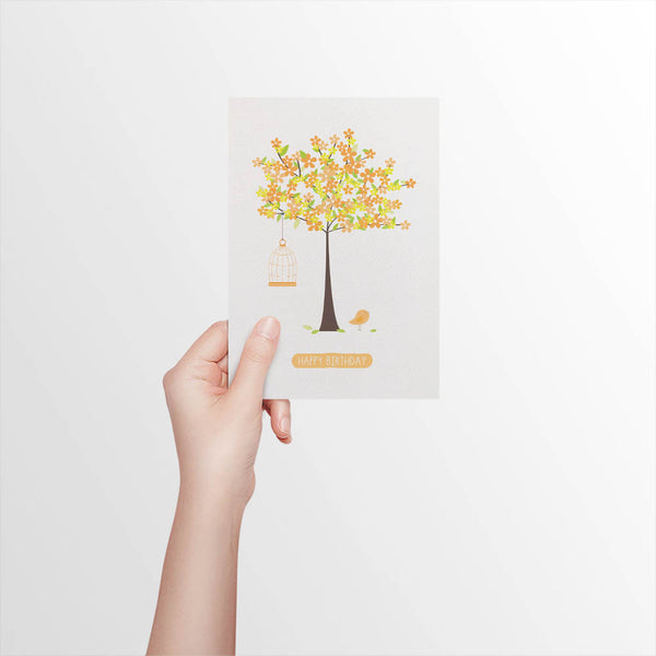 Orange Blossom Tree Greeting Card by mumandmehandmadedesigns- An Australian Online Stationery and Card Shop