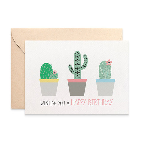 Cactus Cacti in Pots Greeting Card by mumandmehandmadedesigns- An Australian Online Stationery and Card Shop
