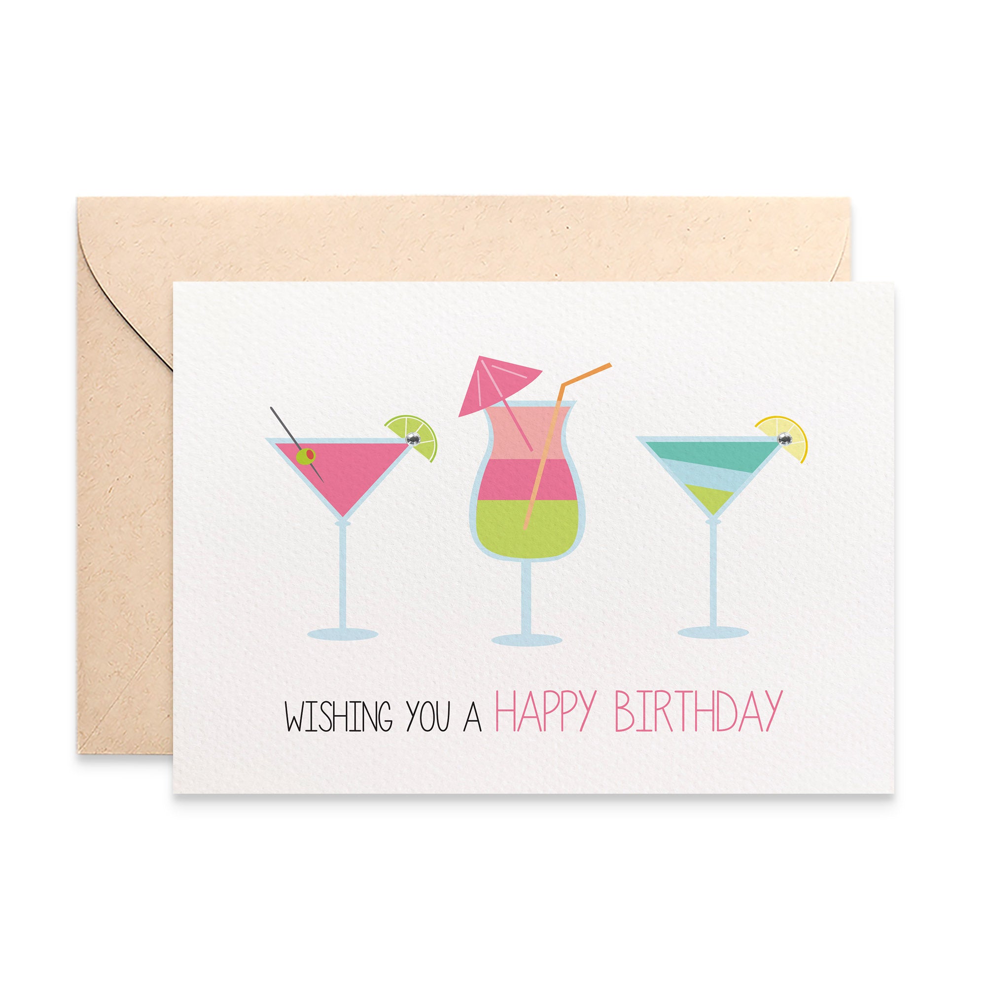 Cocktail Drinks Greeting Card by mumandmehandmadedesigns- An Australian Online Stationery and Card Shop