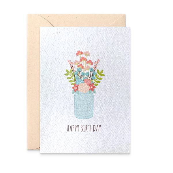 Flowers in Mason Jar Greeting Card by mumandmehandmadedesigns- An Australian Online Stationery and Card Shop
