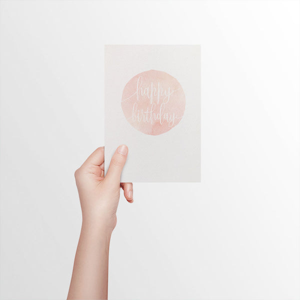 Watercolour Circle - Blush Greeting Card by mumandmehandmadedesigns- An Australian Online Stationery and Card Shop