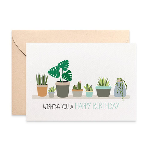 Indoor Plants on Shelf Greeting Card by mumandmehandmadedesigns- An Australian Online Stationery and Card Shop