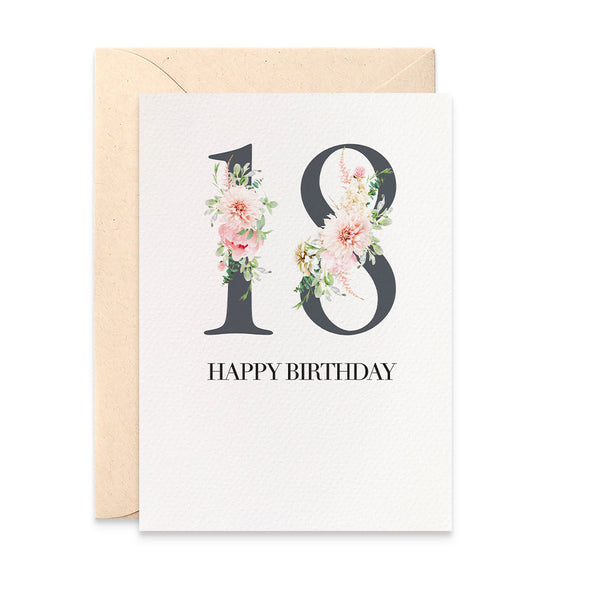 Pink Floral Number - Any Age Greeting Card by mumandmehandmadedesigns- An Australian Online Stationery and Card Shop